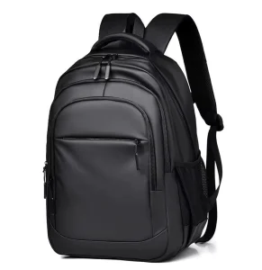 Large Capacity Men’s Laptop Backpack PU Leather Zipper Waterproof Trendy USB Cover Functional Fashion Sports School Bags