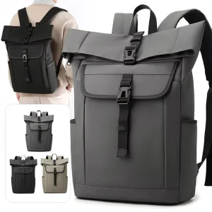Large Capacity Men’s Roll top Business Travel Laptop Backpack Waterproof Oxford Custom Logo School Student Backpack