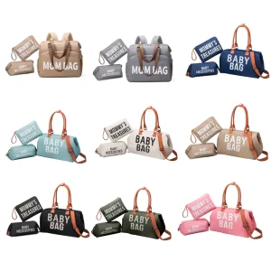 Large Capacity Mother Diaper Bag Travel Duffel Bag With Leather Handle Waterproof Nylon Gym Bag Weekend Overnight Bag For Women