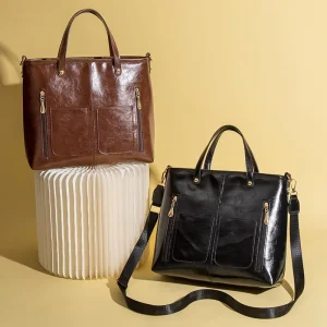 Large Capacity PU Leather Cosmetic Bag Purses and Handbags for Women Fashion Luxury Tote Bag With Shoulder Strap