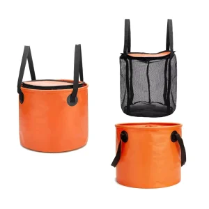 Large Capacity PVC Foldable Bucket Fishing Box Folding Water Bucket with Lid 28L Fishing Net Bag
