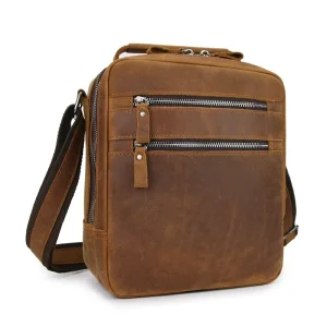 Large Capacity Retro Leather Crossbody Bag for Men Casual Fashion Solid Color Shoulder Strap Women’s Messenger Bag Travel