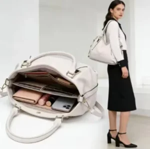 Large Capacity Soft Leather Handbag for Women Versatile Single Shoulder Crossbody Bag with Adjustable Strap