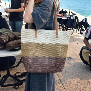 Large Capacity Straw Tote Bags Women Straw Beach Bag Outdoor Travel Shopping Straw Totes