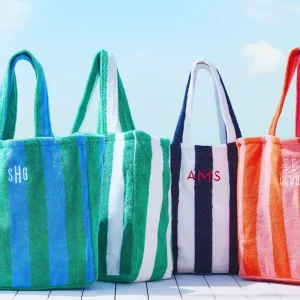Large Capacity Striped Towel Beach Pool Bags Tote For Women Ladies Large Gym Tote Carry On Weekender Bag With Custom Logo