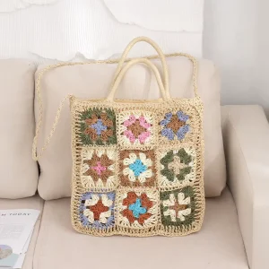 Large Capacity Summer Women Woven Bags Beach Crochet Straw Bag