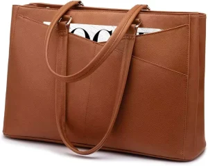 Large Capacity Tote Bag Multi Layer Compartment Handheld Laptop Bag Shoulder Solid Simple