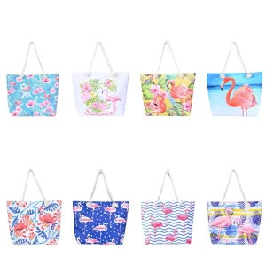 Large Capacity Tote Beach Bag With Custom Design Printing Washable Reusable Eco Shopping Beach Bags Durable Stitching for Summer