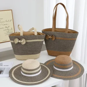 Large Capacity Versatile Straw Tote Bag Foldable Wide Brim Sun Protection Custom Women Beach Vacation Paper Straw Summer Hat
