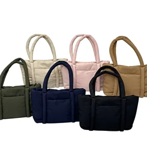 Large Capacity Versatile Women’s Nylon Shoulder Bags Winter Casual Handbags with Solid Color Simple Underarm Tote Design