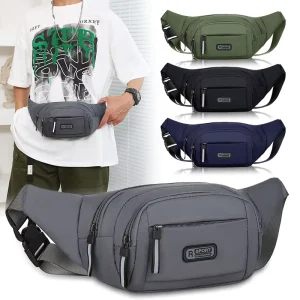 Large Capacity WaterRepellent Crossbody Waist Bag with Business Money Collection Chest Pocket for Sport and Travel