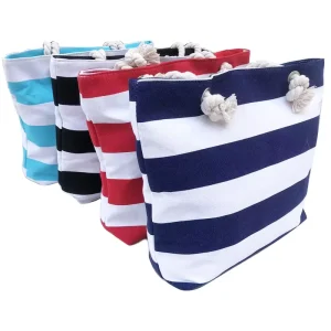 Large Capacity Waterproof Canvas Beach Tote Bag Initial Zipper Swim Pool Bag Portable Durable Lady Beach Handbag for Travel Trip