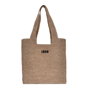 Large Capacity Waterproof Natural Handwoven Raffia Tote Bag with Custom Embroidery Summer Straw Beach Travel Bag Fashion Lady