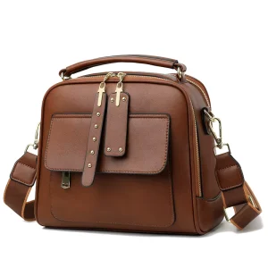 Large Capacity Women Leather Shoulder Bag Tote Handbag Multi Pocket Messenger Crossbody Sling Bag