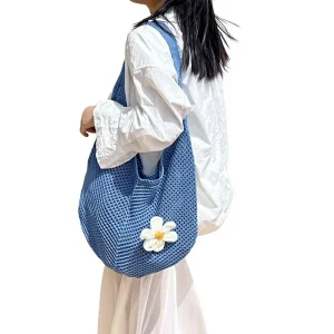 Large Capacity Women’s Polyester Woven Two Strap Shoulder Under Arm Tote Beach Bag