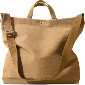 Large Casual Tote Bag for Women Canvas Crossbody Shoulder Bag with Polyester Lining Embroidery Fashion Gift Capacity