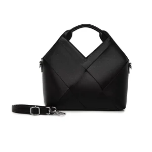 Large Diamond Weave Tote Bag Dual Carry Handles Detachable Crossbody Strap V Cut Opening Spacious Interior Daily Elegant Handbag