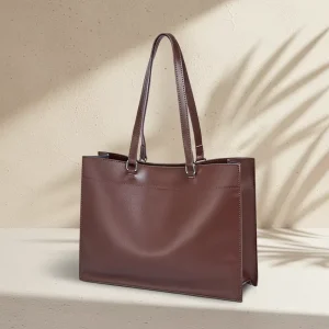 Large Genuine Leather Tote Bag for Women Durable Work Full Grain Leather Shoulder Handbag With 15in Laptop Pocket
