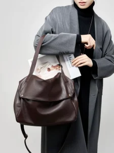 Large Genuine Leather Tote Bag for Women Vintage Cowhide Shoulder Handbag Big Capacity Hobo Purse Fits A4 Magazines Laptop
