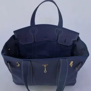 Large Gold Metal Buckle Water Resistant Canvas Fashion Women Laptop Handbag Work Shopping Travel Women Luxury Canvas Boat Tote