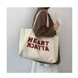 Large Shopping Ladies Casual All match Canvas Tote Bags Women Shoulder Cotton Bags with Custom logo Printing