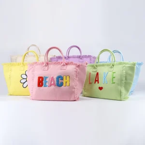 Large Size Eco friendly Durable Tote Bag Tassel Fringe Wedding Gift Cotton Canvas Women Sublimation Tote Bag Canvas Beach Bag