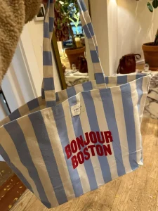 Large Summer Beach Gift Tote Bag Custom Logo For Pink Green Stripe Canvas For Women For Shopping
