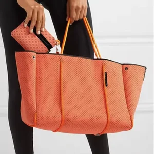 Large Tote Beach Bag Custom Perforated Neoprene Women Tote Bags for Travel Gym Shopping