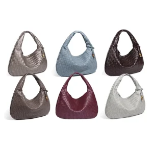 Large Waterproof Knitted Bag PU Woven Handbag Women Color Weave Mini Tote Beach Crossbody Handmade Bag
