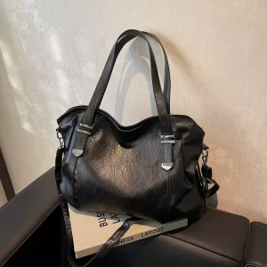 Large capacity Casual PU Bucket Handbag for Women Adjustable Detachable Lady Lightweight Business Luggage Storage Bag