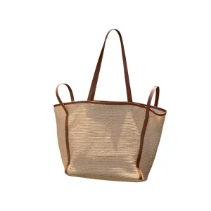 Large-capacity Womens Bag Versatile Shoulder Tote Magnetic Button Closure for Spring summer Seaside Vacation Beach Woven