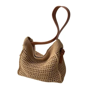 Large capacity Women’s Cotton Beach Bag with Polyester Lining Versatile Single Shoulder Commuter Tote for Seaside Vacation