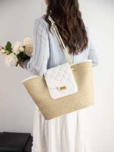 Large-sized Multi-functional Shoulder Bag with Fashionable Chain Strap Suitable for Beach Vacations Can Be Used As a Handbag