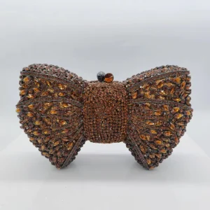 Latest Designed Ladies Crystal Clutches Evening Bags Purse Bow Designed for Party and Banquet Handbags