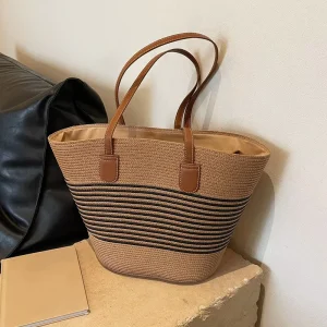Latest Personality Design Straw Bags Summer Beach Hand Woven Bag Leisure Large Capacity Women Tote Bag