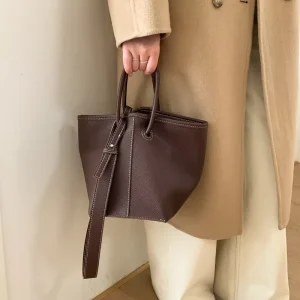 Lazy Style Handheld Bucket Bag New Niche Design Large Capacity Shoulder Bag
