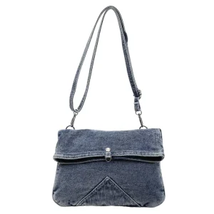 Lazy Style Women’s Large Capacity Japanese Style Canvas Crossbody Bag Washed Denim Artistic Casual