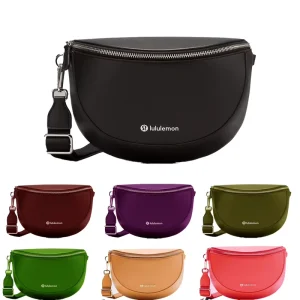 Leather Alternative Saddle Crossbody Bag 2L Multifunctional Waist Bag for Outdoor Travel Sports