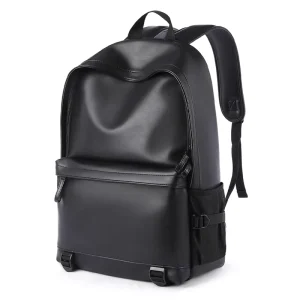 Leather Bags for Men School Bag PU Leather Rucksack Business 15.6 Inch Laptop Backpack Travelling