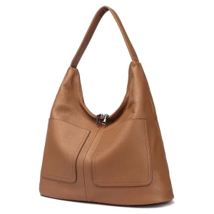 Leisure Fashion Genuine Leather Women’s Shoulder Bags Hobo Bags Soft Lychee Print Cowhide Large Capacity Ladies Bags