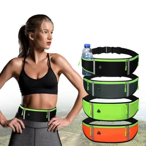 Letter Graphic Waterproof Nylon Fitness Fanny Packs Running Cycling Outdoor Sport Waist Belt Bag with Water Bottle Holder