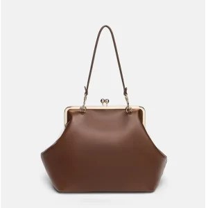Light Luxury Niche Design Large Size Gold Clip Bag Large Capacity Fashionable All match Metal Frame Portable Evening Bag PU