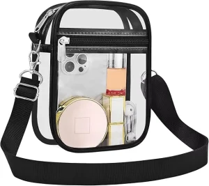 Lightweight Clear Crossbody Bag Stadium Approved Transparent Messenger Purse Waterproof PVC Zipper Bag for Concerts & Sports
