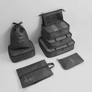Lightweight Foldable Suitcase Organizer with Zipper Closure Luggage Storage Bag Set Travel Packing Cubes 8pcs