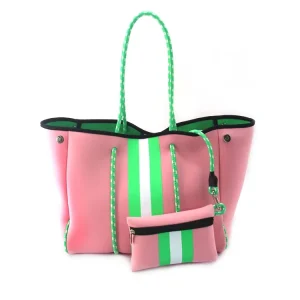 Lightweight Neoprene Beach Bag with Two Handles and Zip Closure Waterproof Foldable Tote for Travel & Pool