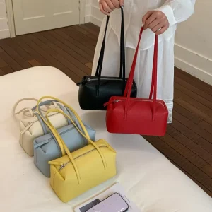 Lightweight PU Leather Underarm Bag for Women Multi Color Zipper Casual Daily Shoulder Handbag