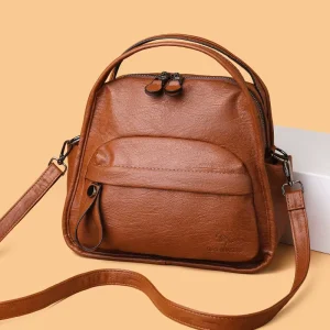 Lightweight PU Women’s Crossbody Shoulder Bag Fashionable Portable Messenger Purse with Zipper Closure for Daily Use