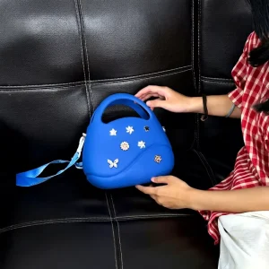 Lightweight Portable Simple Two Solid Color Crossbody Beach Bag Open Closure Cute Durable Woman’s Hollow Design