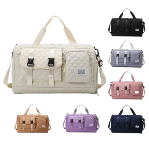 Lightweight Quilted Sports Duffle Bag Multi Front Pockets Custom OEM Factory Supply Women Weekend Travel Bag