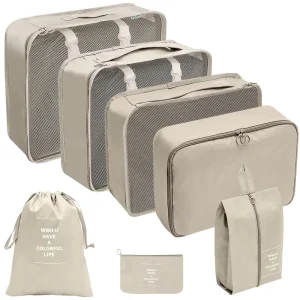 Lightweight Travel Luggage Organizer Bags 7 Pcs Packing Cubes Travel Bag Set Luggage Compression Storage Clothes Bags